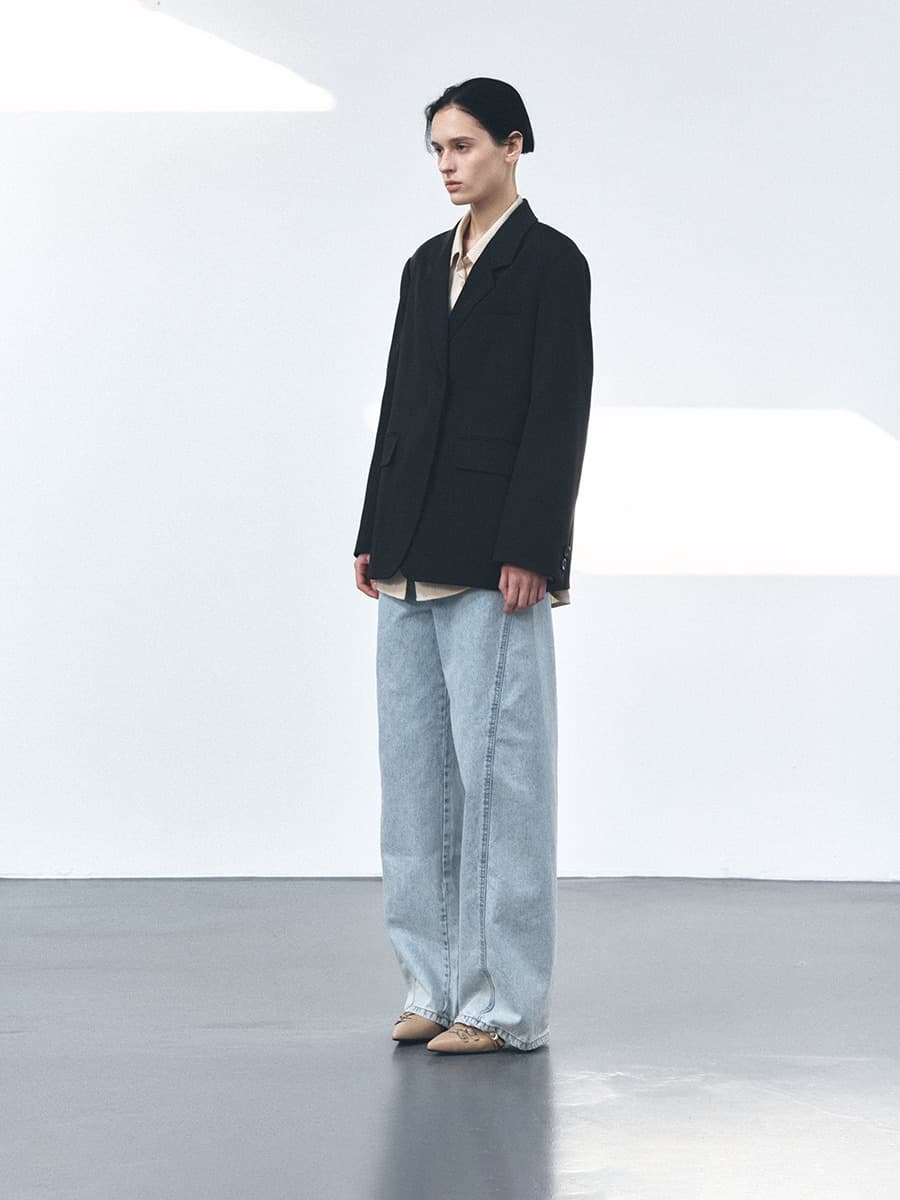 TVS HIDDEN ONE BUTTON WOOL BLAZER_D-NAVY — vue 3