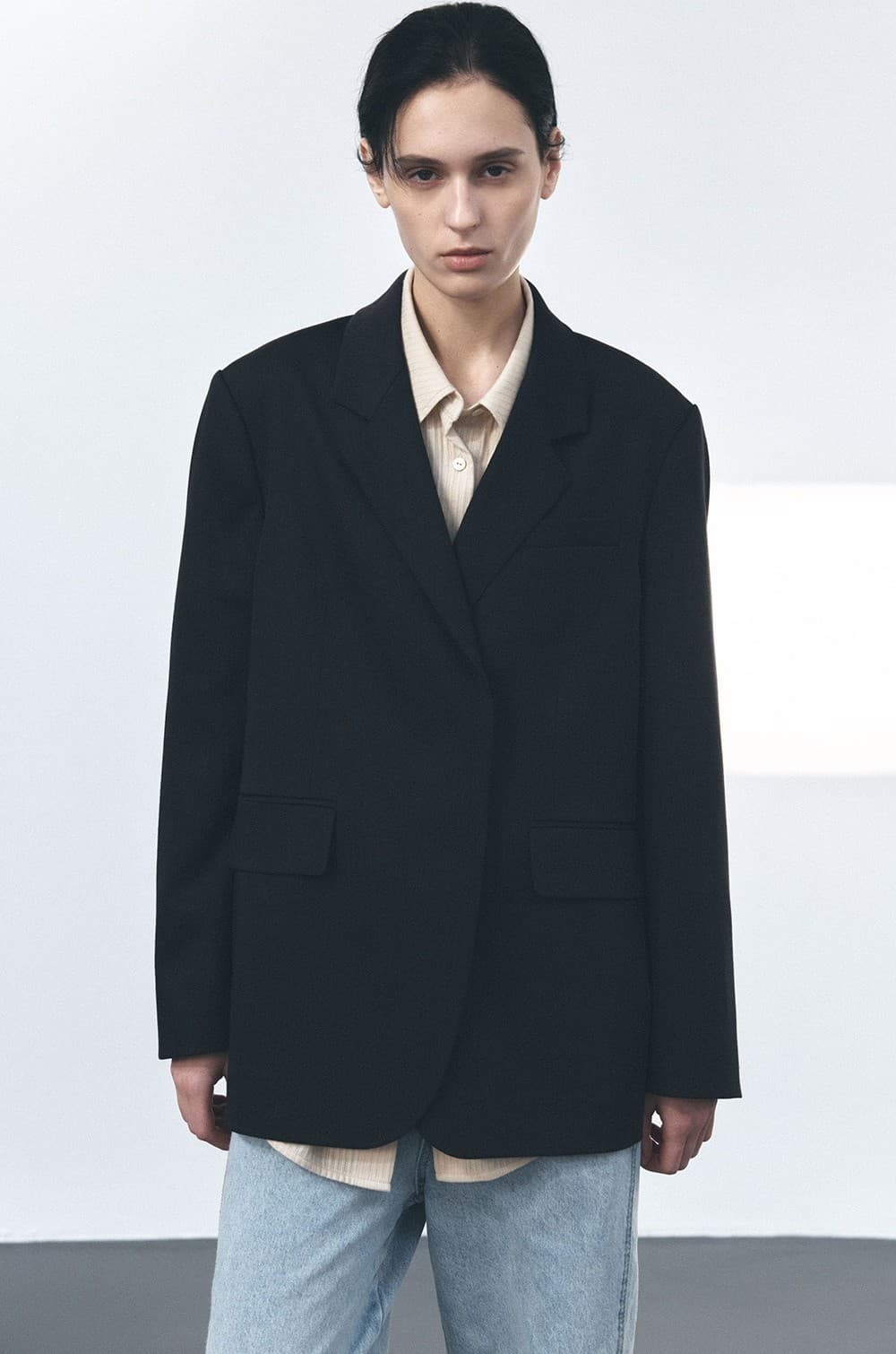 TVS HIDDEN ONE BUTTON WOOL BLAZER_D-NAVY — vue 7