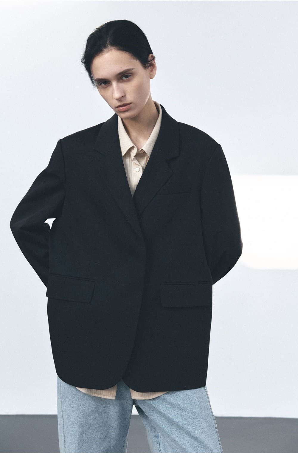 TVS HIDDEN ONE BUTTON WOOL BLAZER_D-NAVY — vue 8