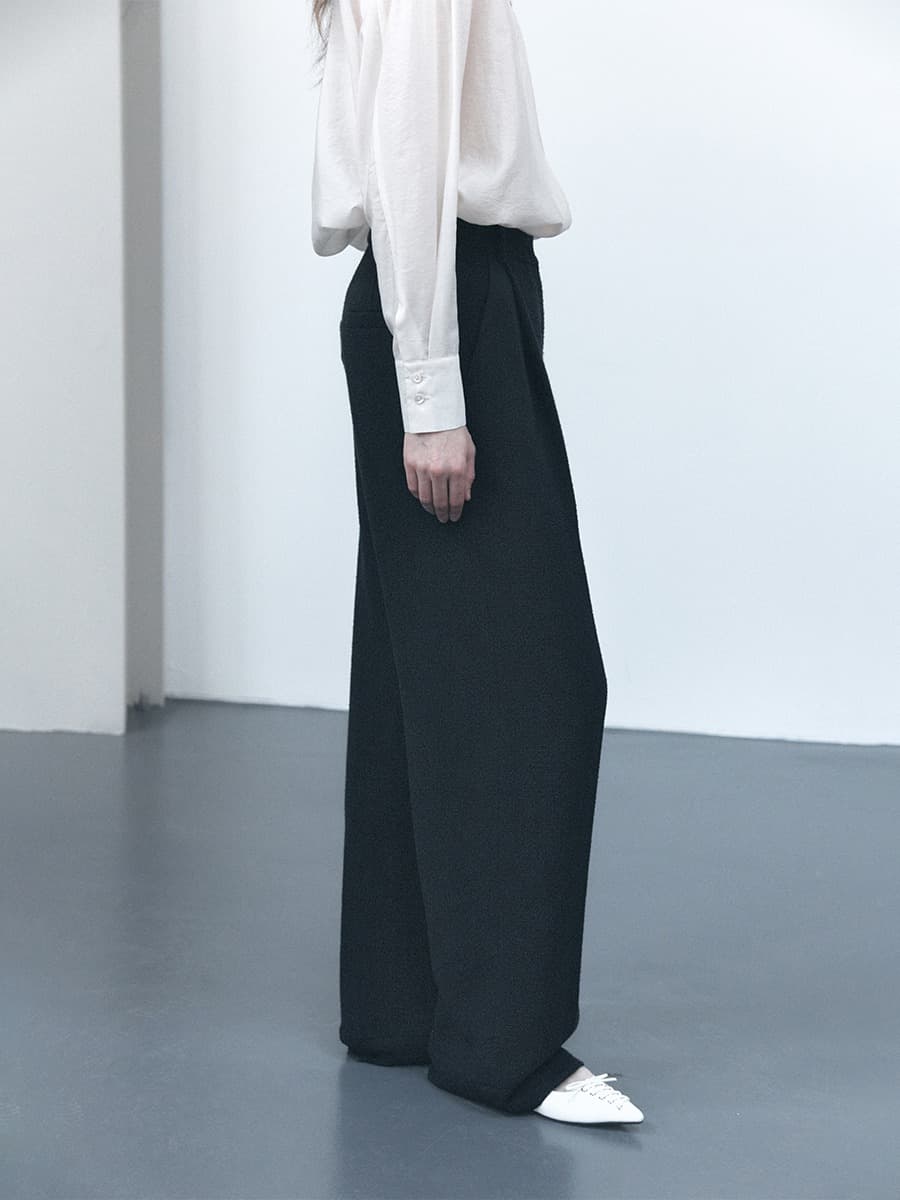 TVS TWEED ONE TUCK TROUSERS_BLACK — vue 3