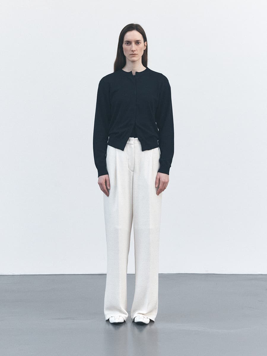 TVS TWEED ONE TUCK TROUSERS_IVORY — vue 2