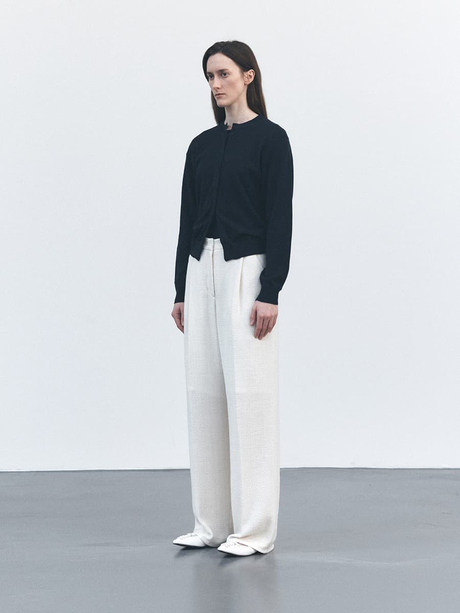 TVS TWEED ONE TUCK TROUSERS_IVORY — vue 3