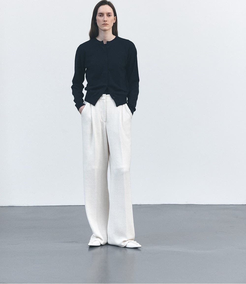 TVS TWEED ONE TUCK TROUSERS_IVORY — vue 5