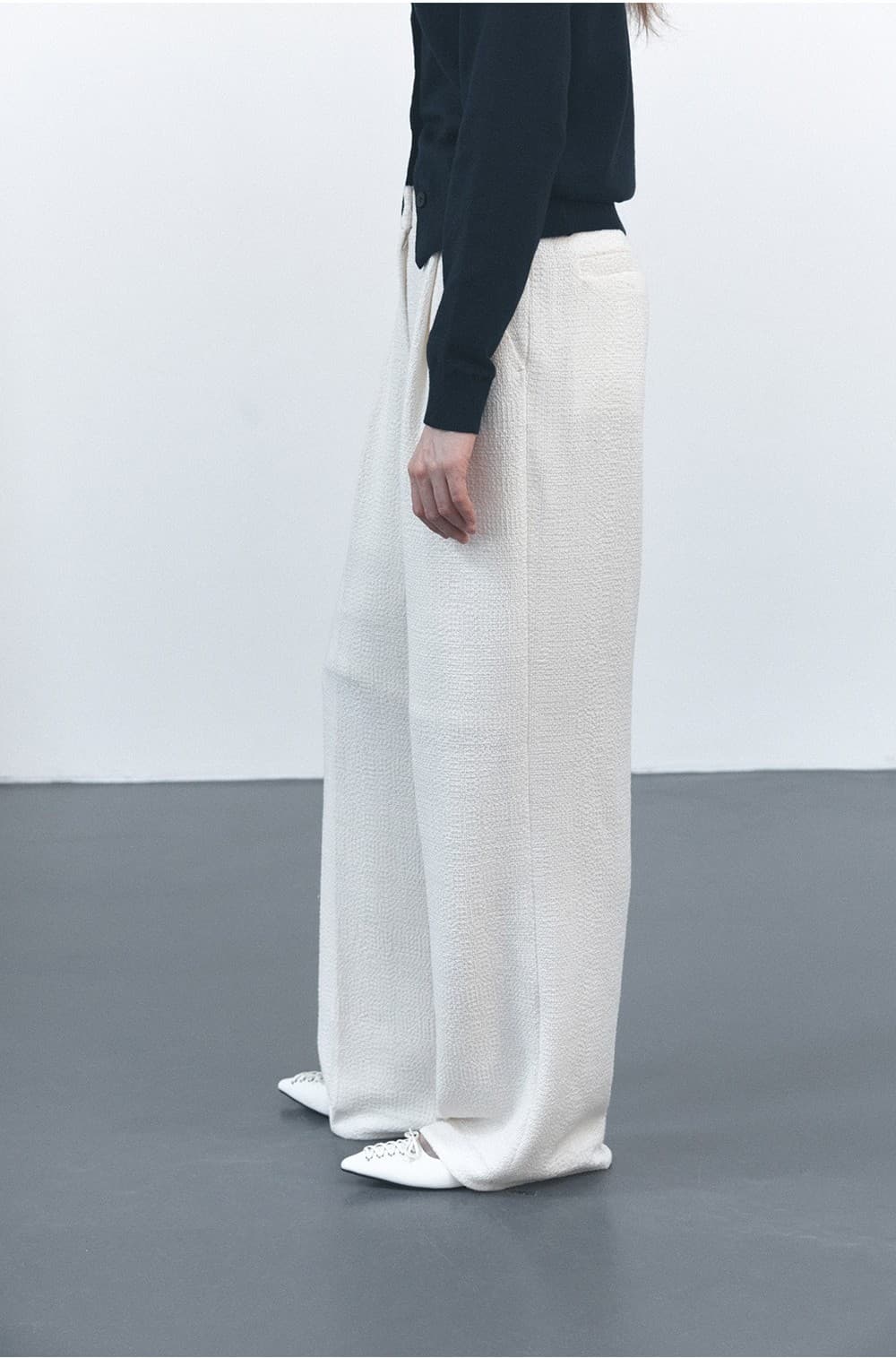 TVS TWEED ONE TUCK TROUSERS_IVORY — vue 7