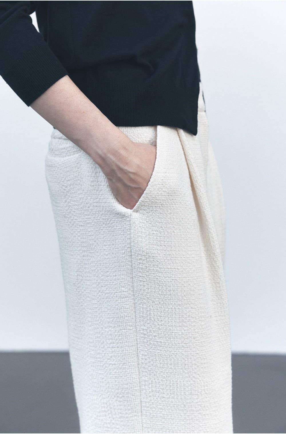 TVS TWEED ONE TUCK TROUSERS_IVORY — vue 8