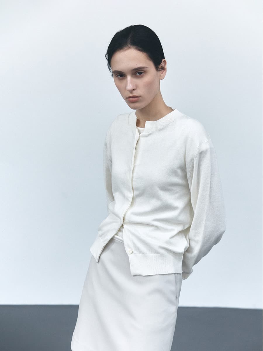 TVS COTTON LAYERED KNIT CARDIGAN SET_IVORY — vue 2
