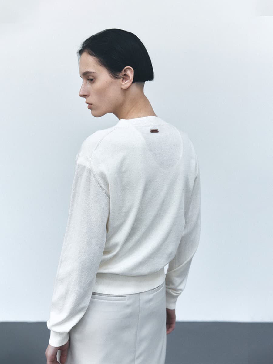 TVS COTTON LAYERED KNIT CARDIGAN SET_IVORY — vue 3