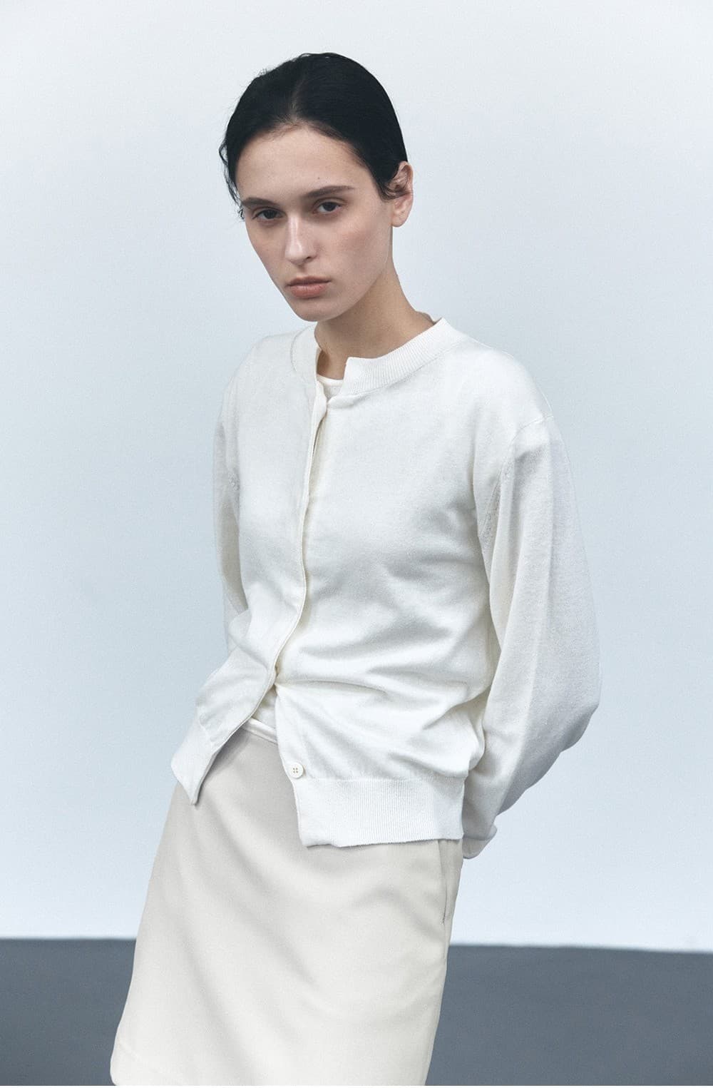 TVS COTTON LAYERED KNIT CARDIGAN SET_IVORY — vue 11