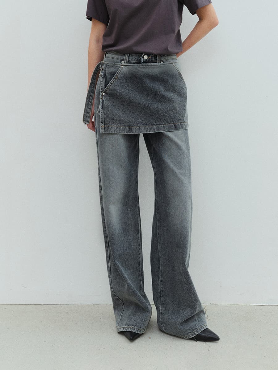 TVS SKIRT LAYERD DENIM_DEEP BLUE — vue 1