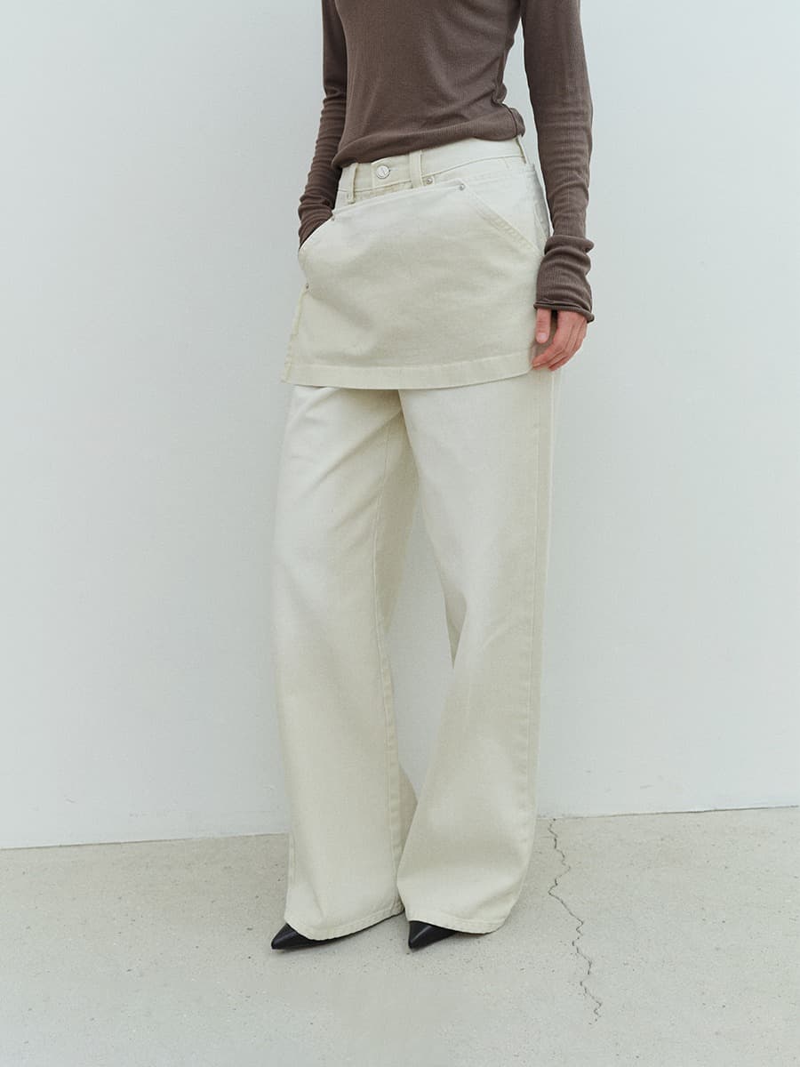 TVS SKIRT LAYERD DYEING DENIM _IVORY — vue 2