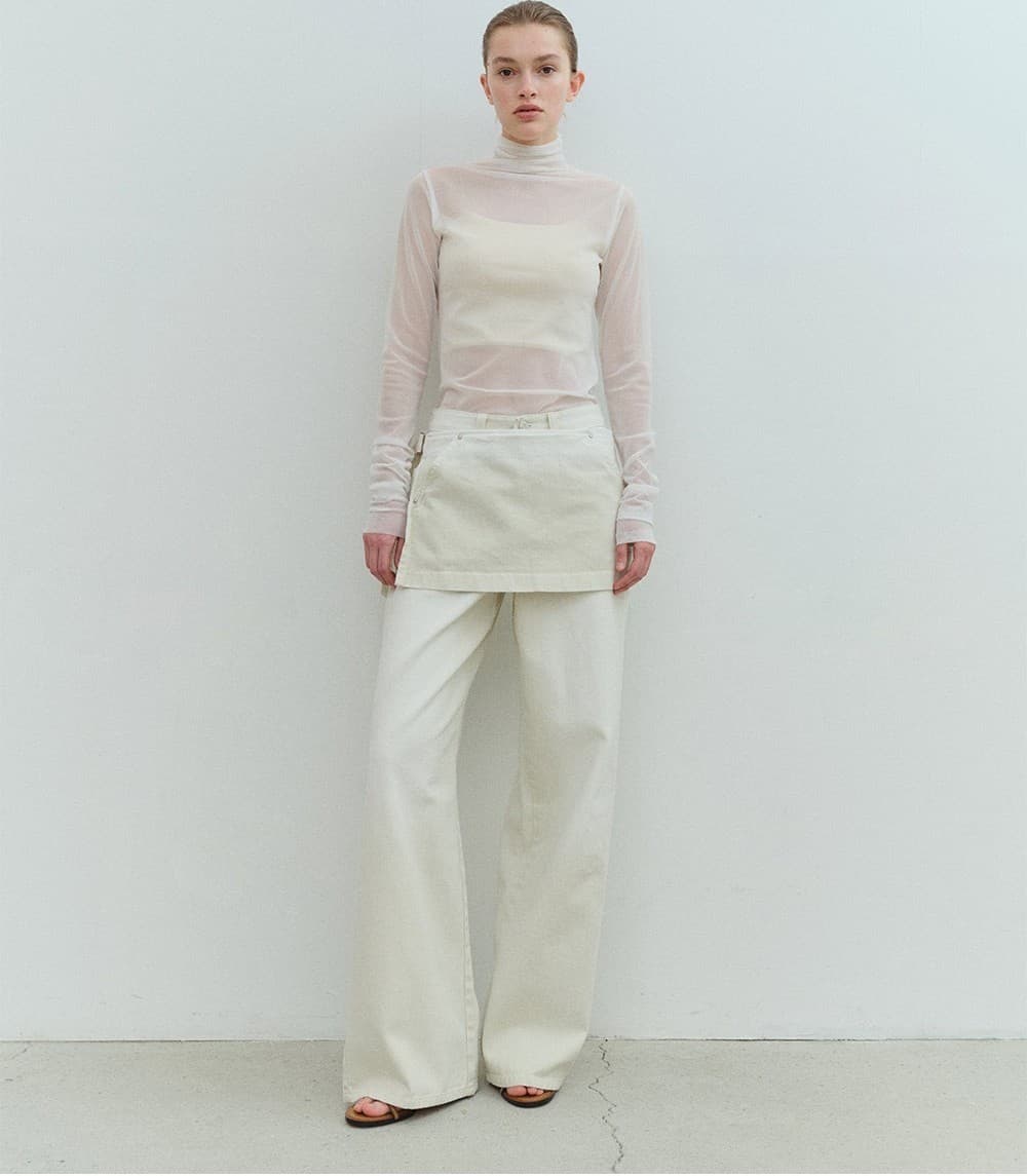 TVS SKIRT LAYERD DYEING DENIM _IVORY — vue 4
