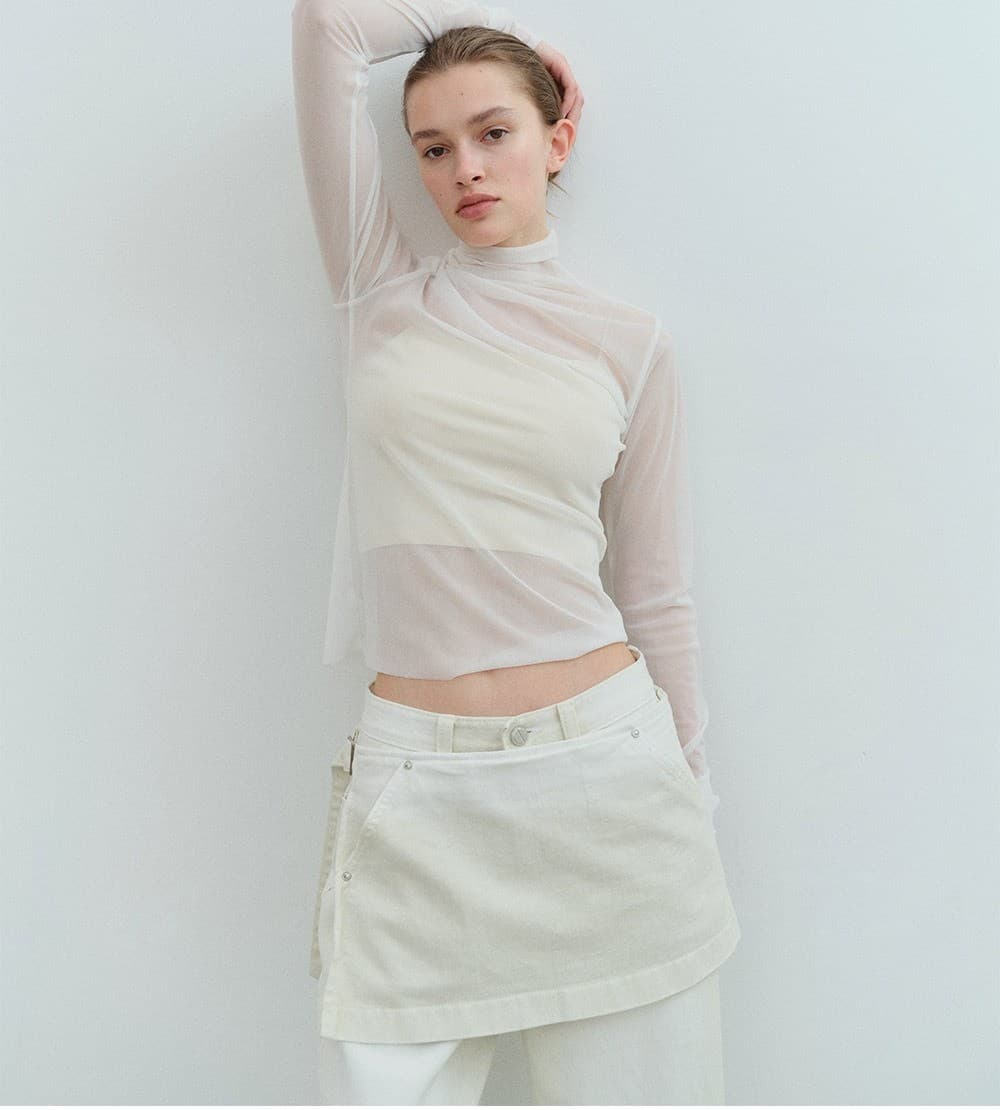 TVS SKIRT LAYERD DYEING DENIM _IVORY — vue 8