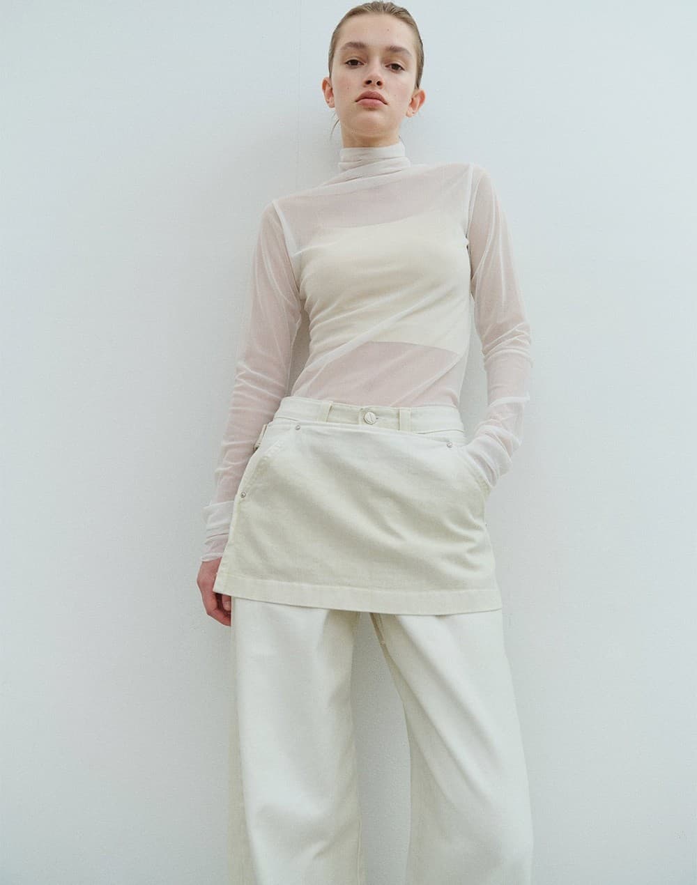 TVS SKIRT LAYERD DYEING DENIM _IVORY — vue 9