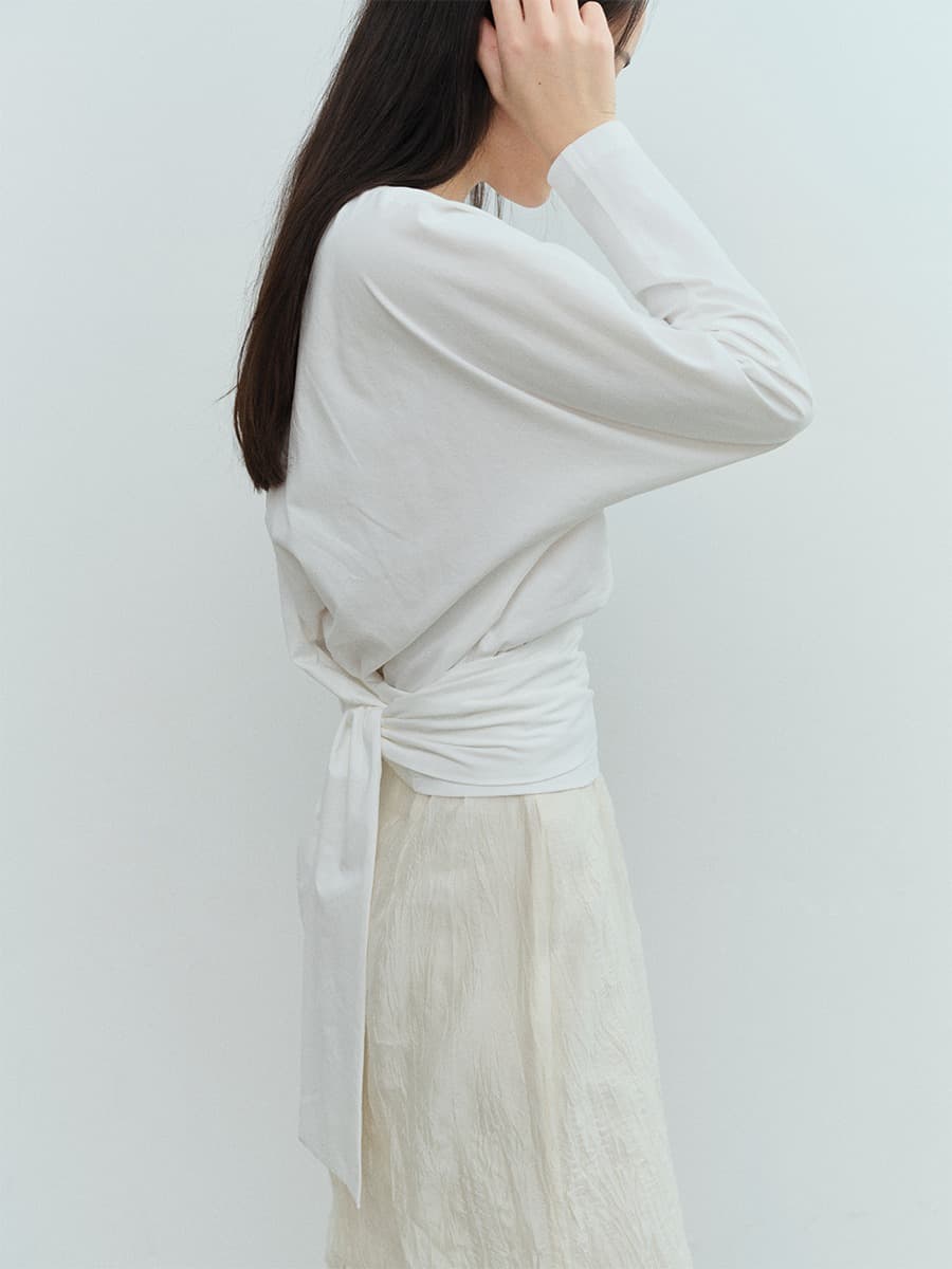 TVS TIE V-NECK TOP_WHITE — vue 4