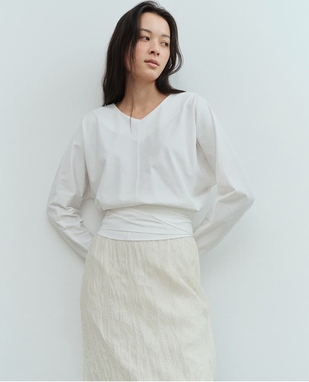 TVS TIE V-NECK TOP_WHITE — vue 10