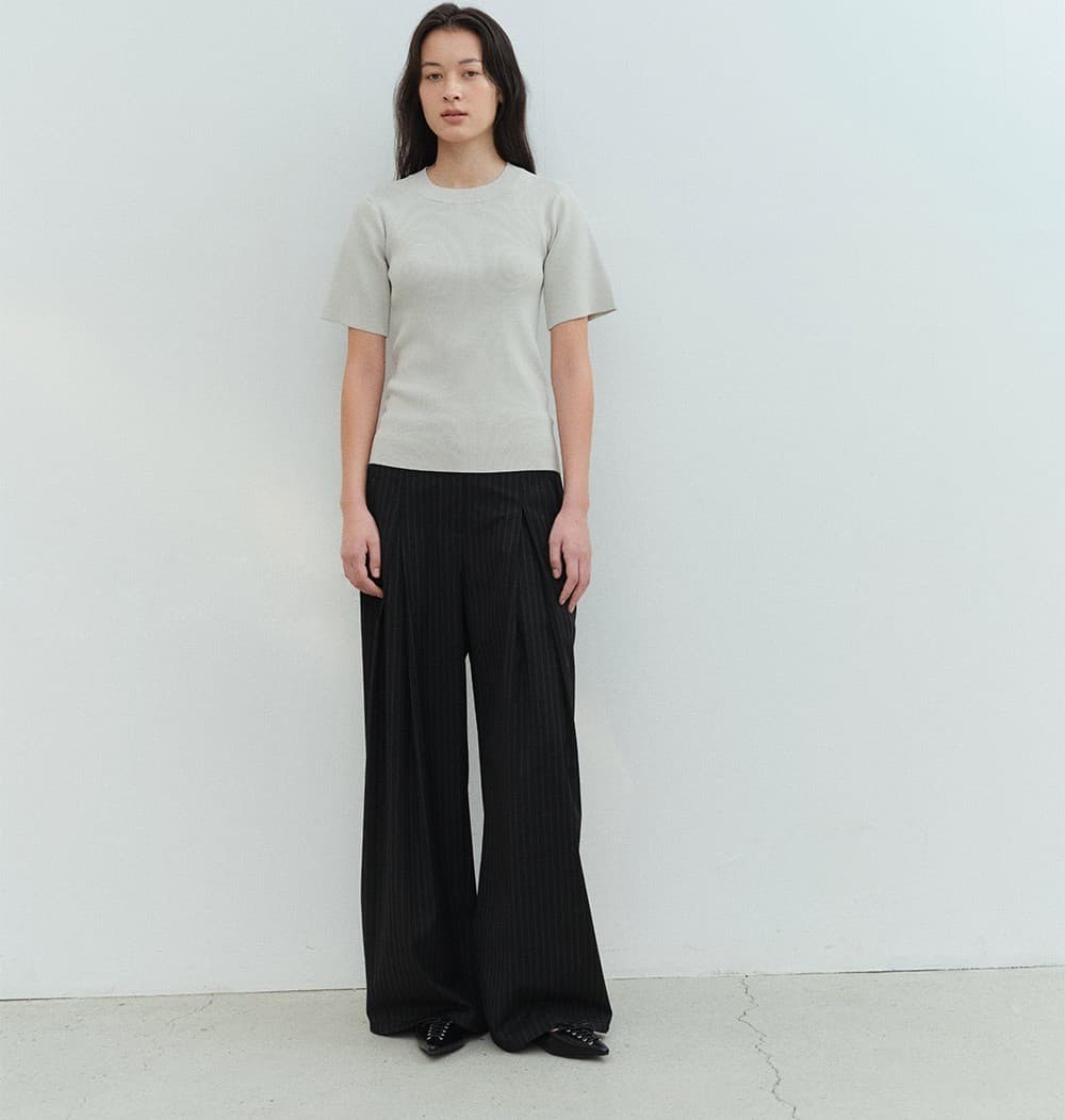 TVS SILM FIT HALF SLEEVE KNIT TOP_MINT — vue 6