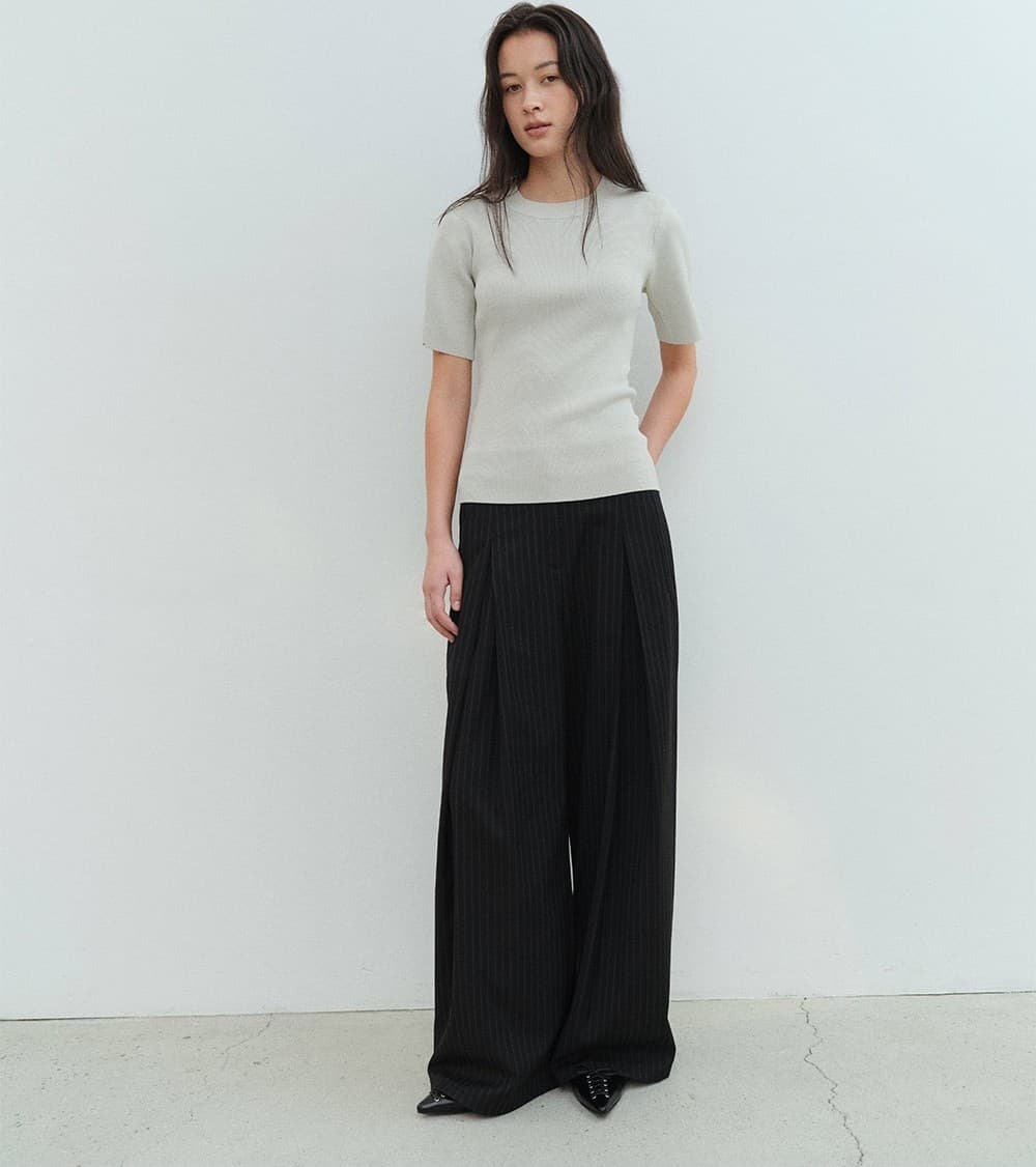 TVS SILM FIT HALF SLEEVE KNIT TOP_MINT — vue 10