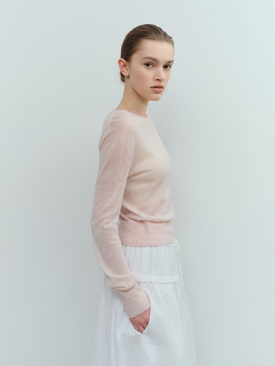 TVS WHOLEGAMENT WOOL SHEER KNIT_PINK — vue 2