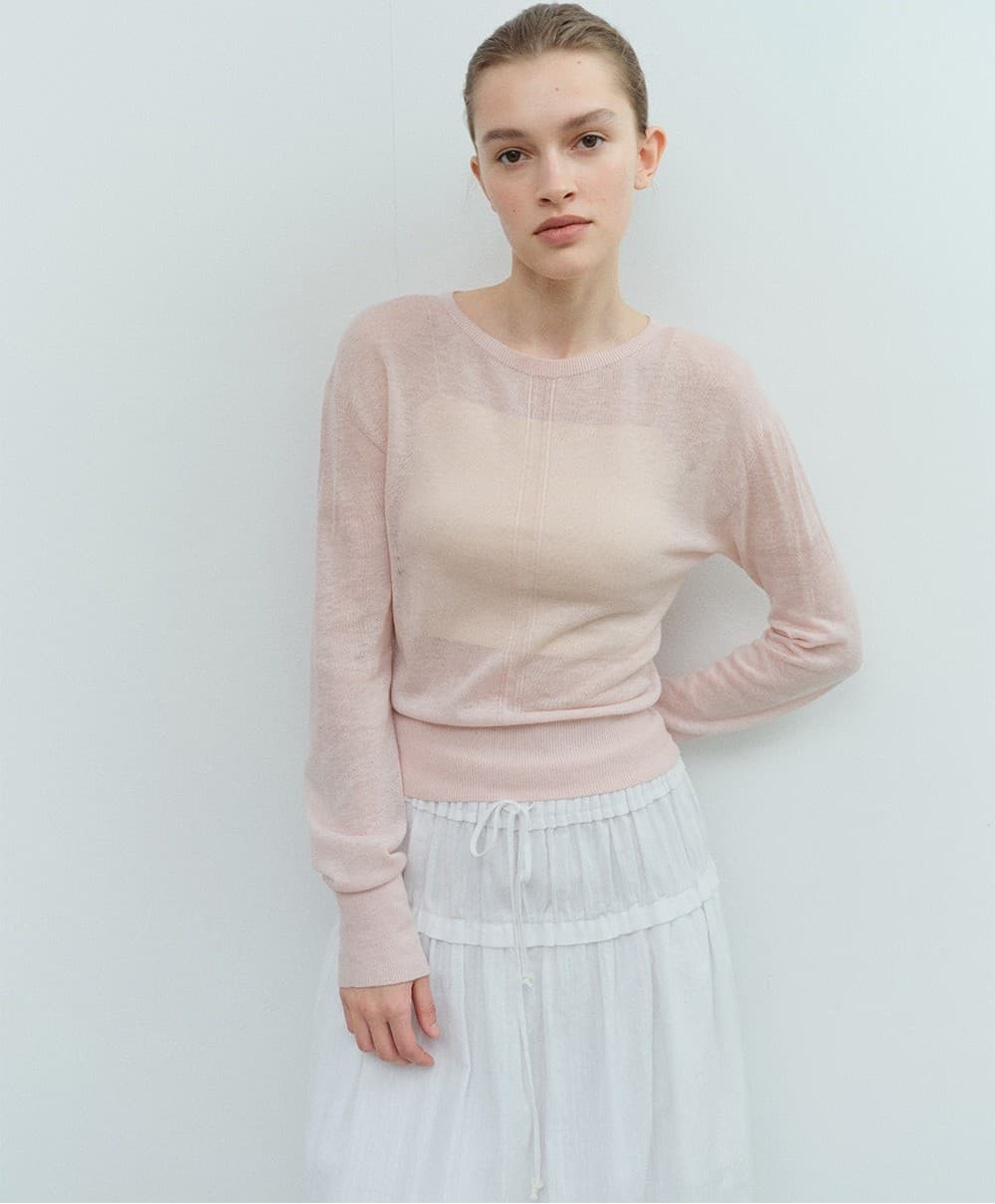 TVS WHOLEGAMENT WOOL SHEER KNIT_PINK — vue 5