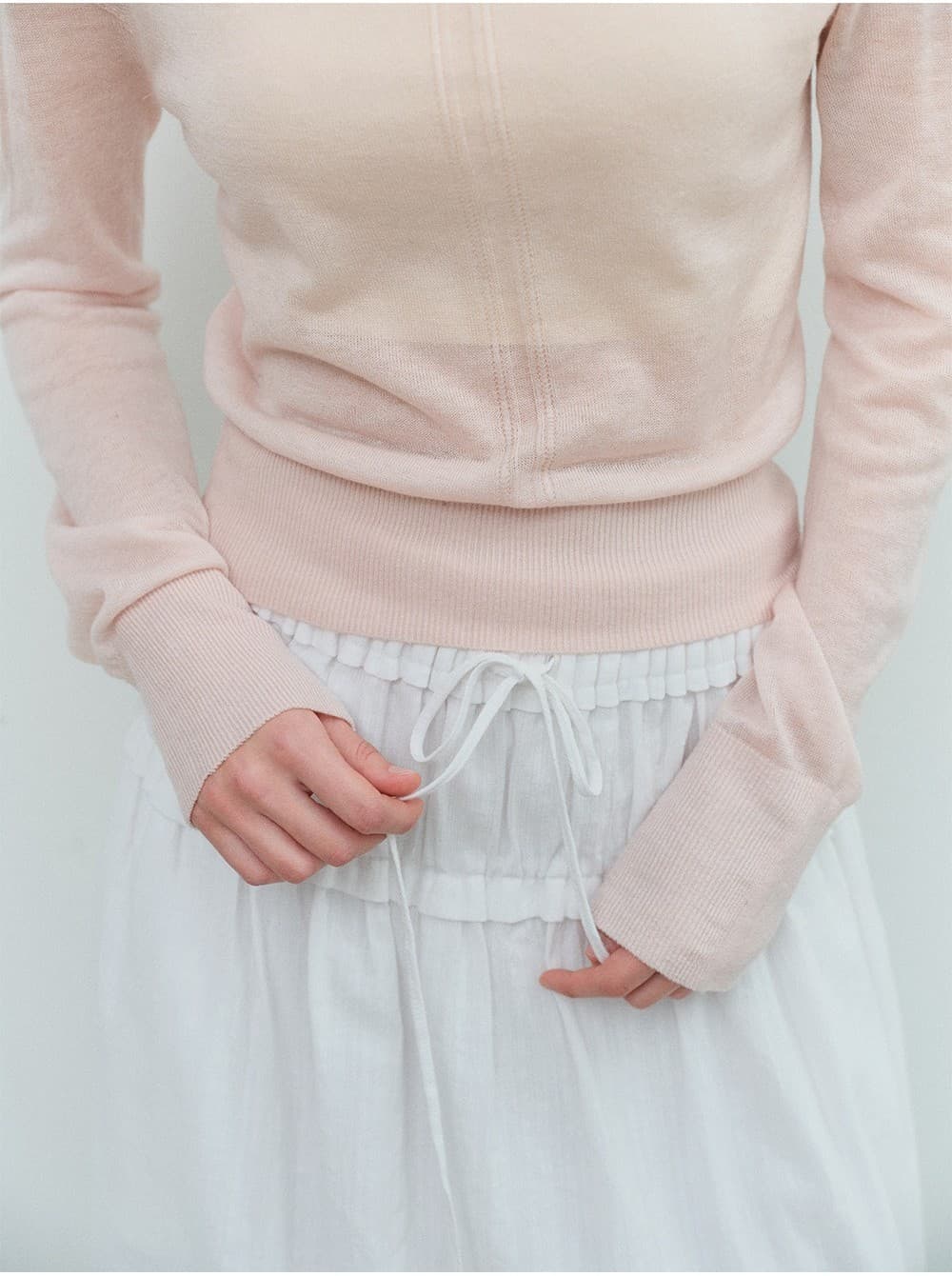 TVS WHOLEGAMENT WOOL SHEER KNIT_PINK — vue 8