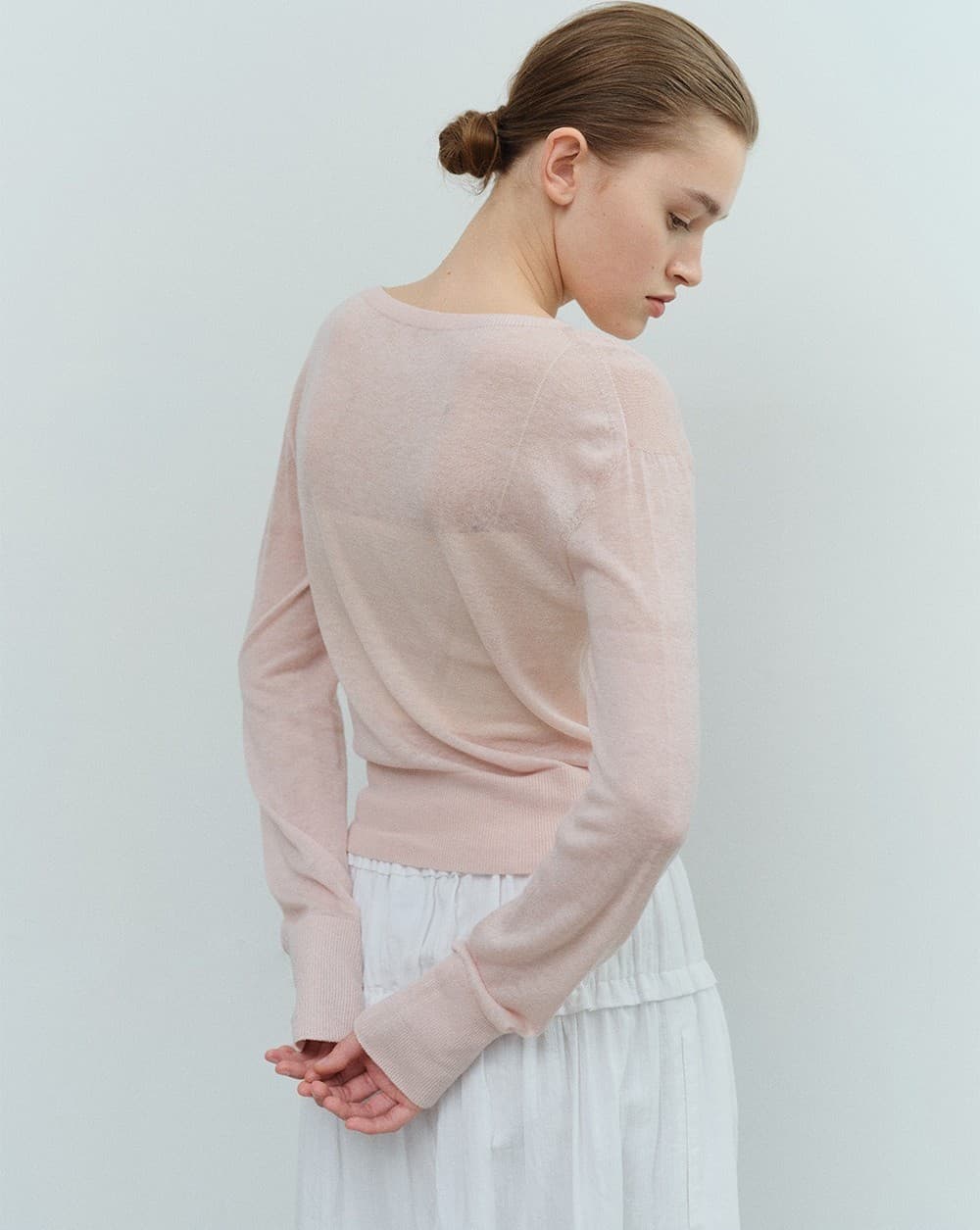 TVS WHOLEGAMENT WOOL SHEER KNIT_PINK — vue 11
