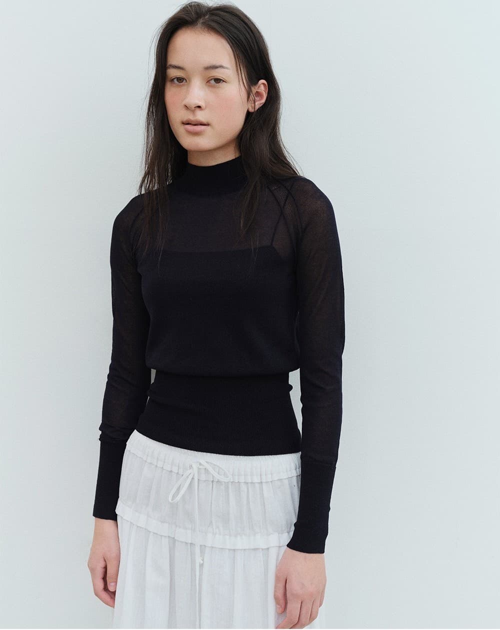 TVS MOCK NECK COTTON SHEER KNIT_DEEP NAVY — vue 5