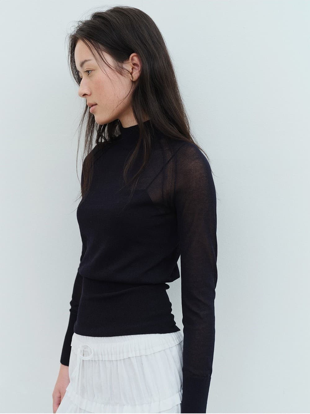 TVS MOCK NECK COTTON SHEER KNIT_DEEP NAVY — vue 10