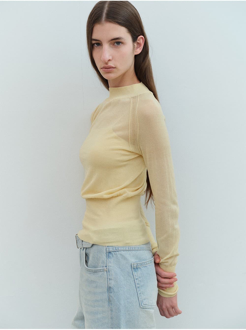 TVS MOCK NECK COTTON SHEER KNIT_Y-BEIGE — vue 10