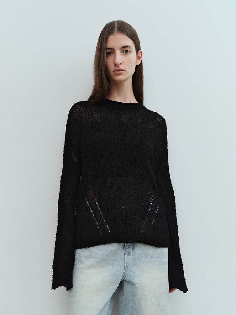 TVS COTTON NETTING KNIT TOP_BLACK — vue 2