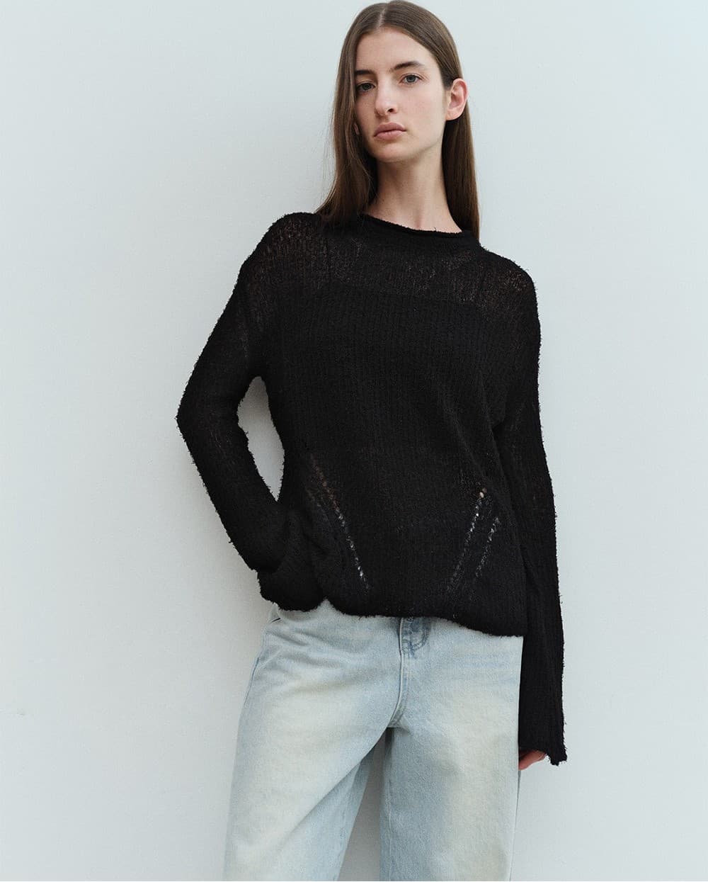 TVS COTTON NETTING KNIT TOP_BLACK — vue 8