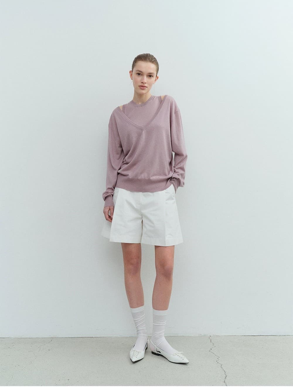 TVS V-NECK LAYERD KNIT TOP_LAVENDER — vue 5