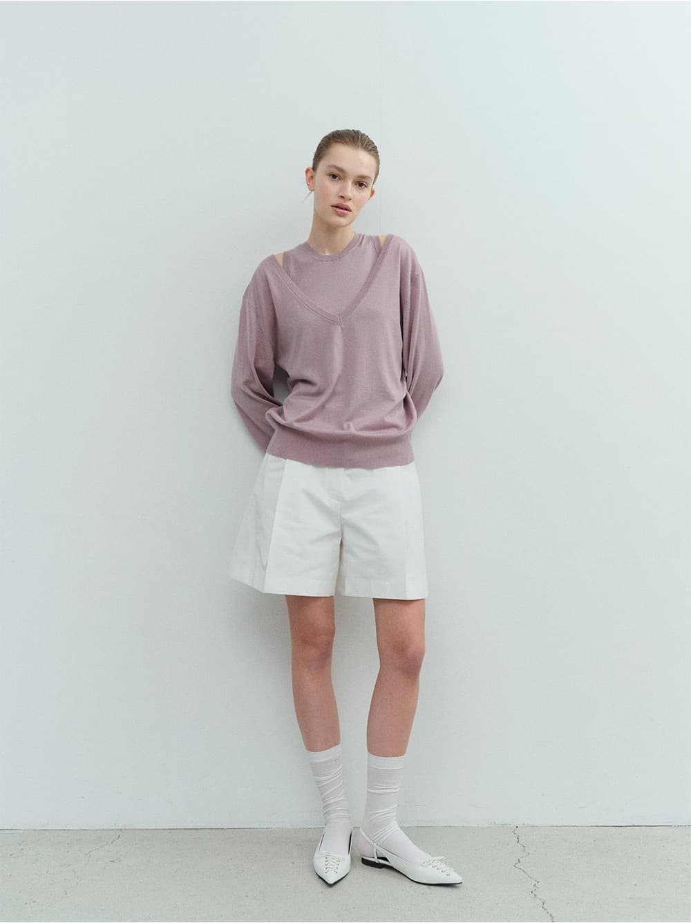 TVS V-NECK LAYERD KNIT TOP_LAVENDER — vue 6