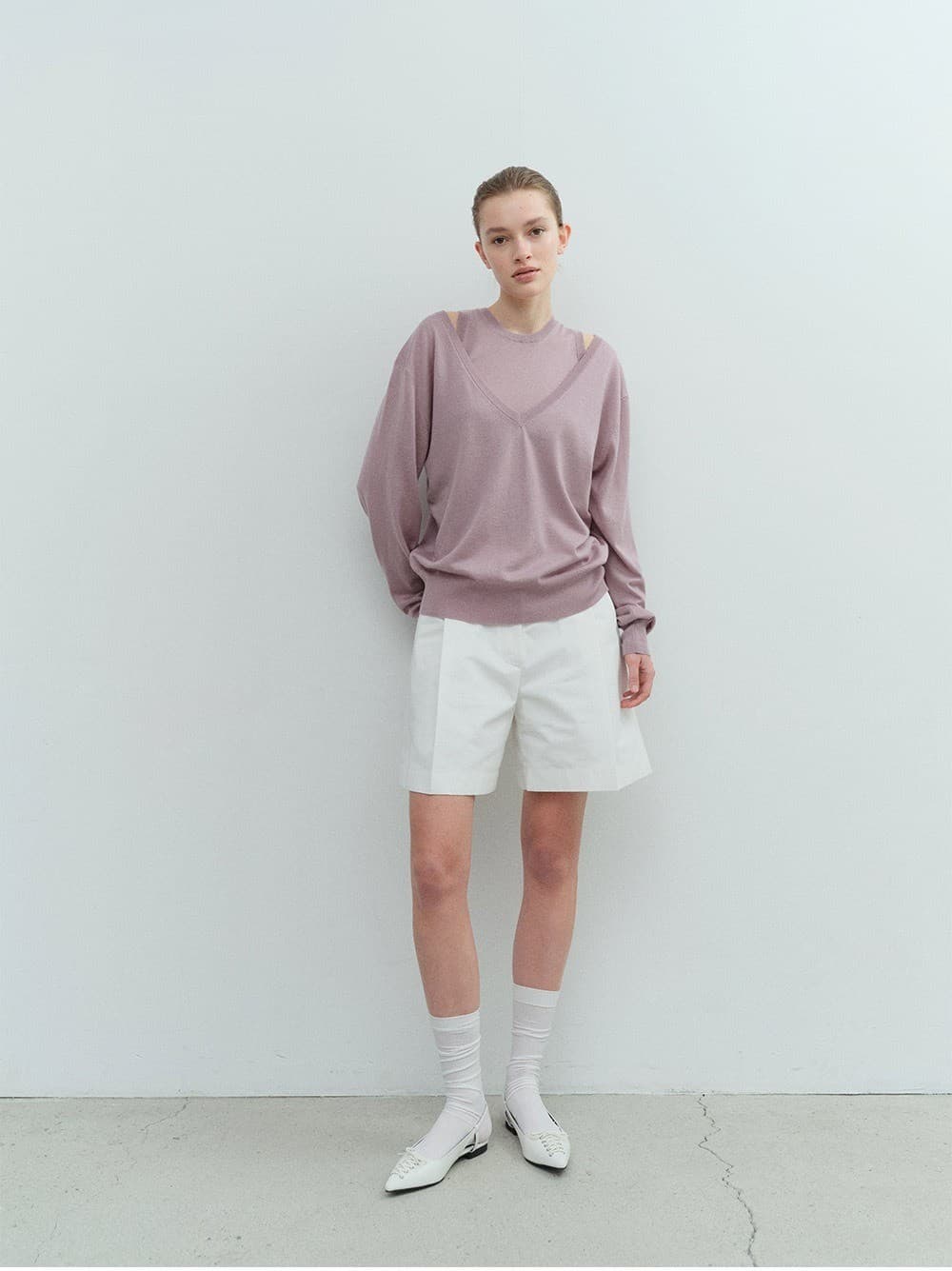 TVS V-NECK LAYERD KNIT TOP_LAVENDER — vue 7
