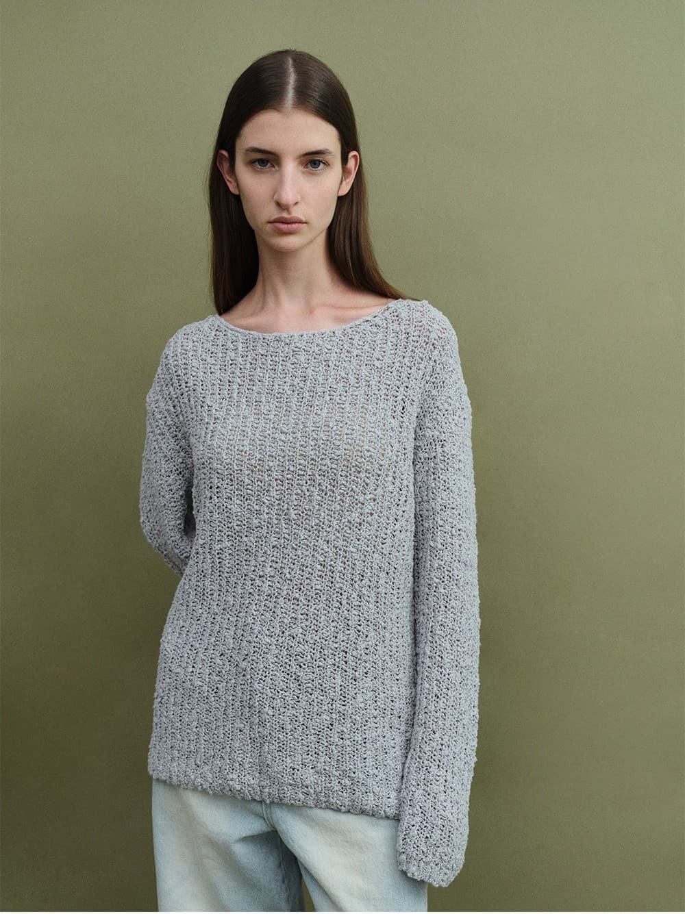 TVS LOOSE FIT BOUCLE KNIT TOP_MIST BLUE — vue 10