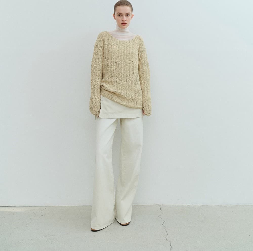 TVS LOOSE FIT BOUCLE KNIT TOP_Y-BEIGE — vue 5