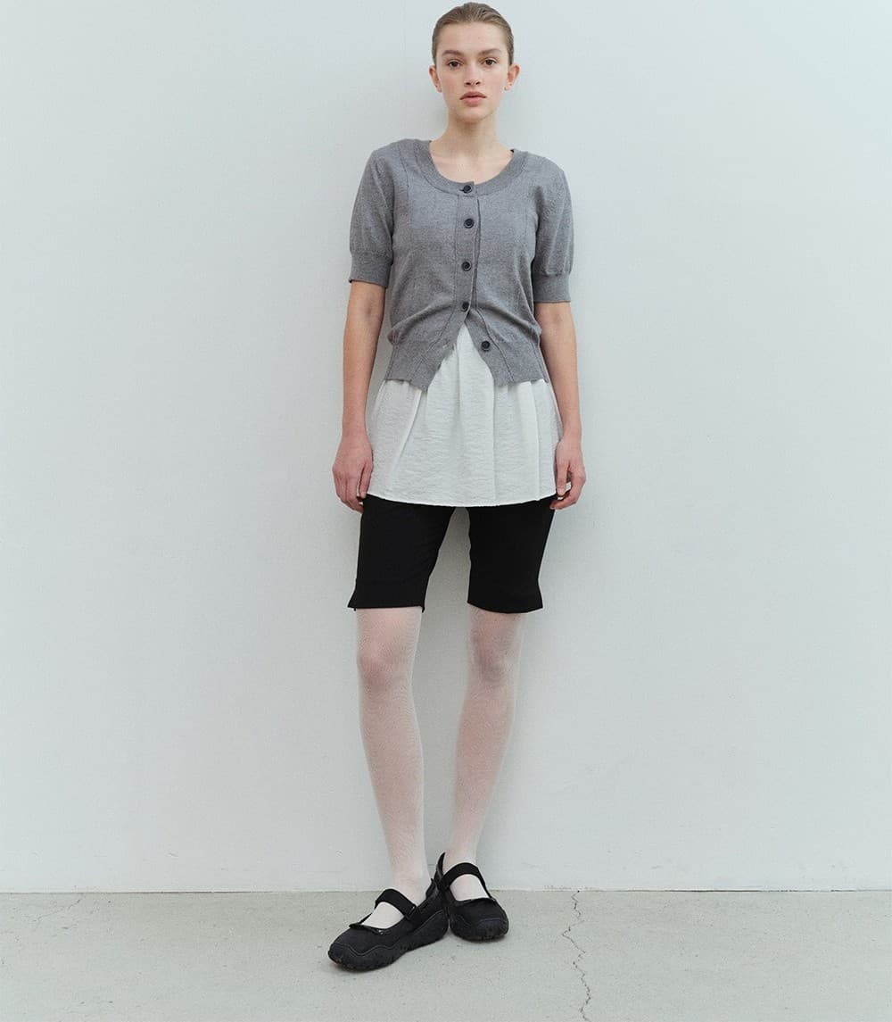 TVS HALF SLEEVE BUTTON KNIT TOP_GREY — vue 6