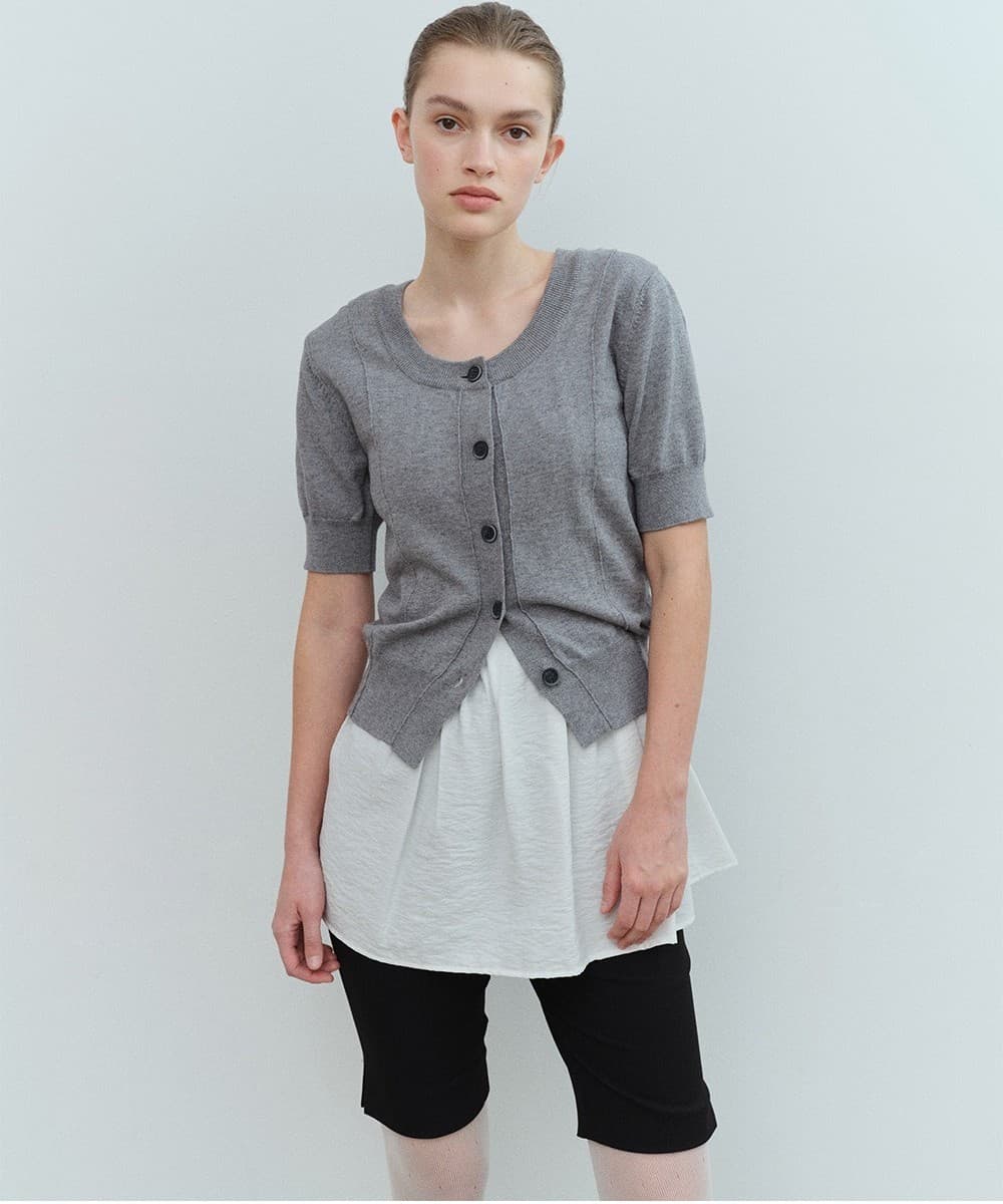 TVS HALF SLEEVE BUTTON KNIT TOP_GREY — vue 7