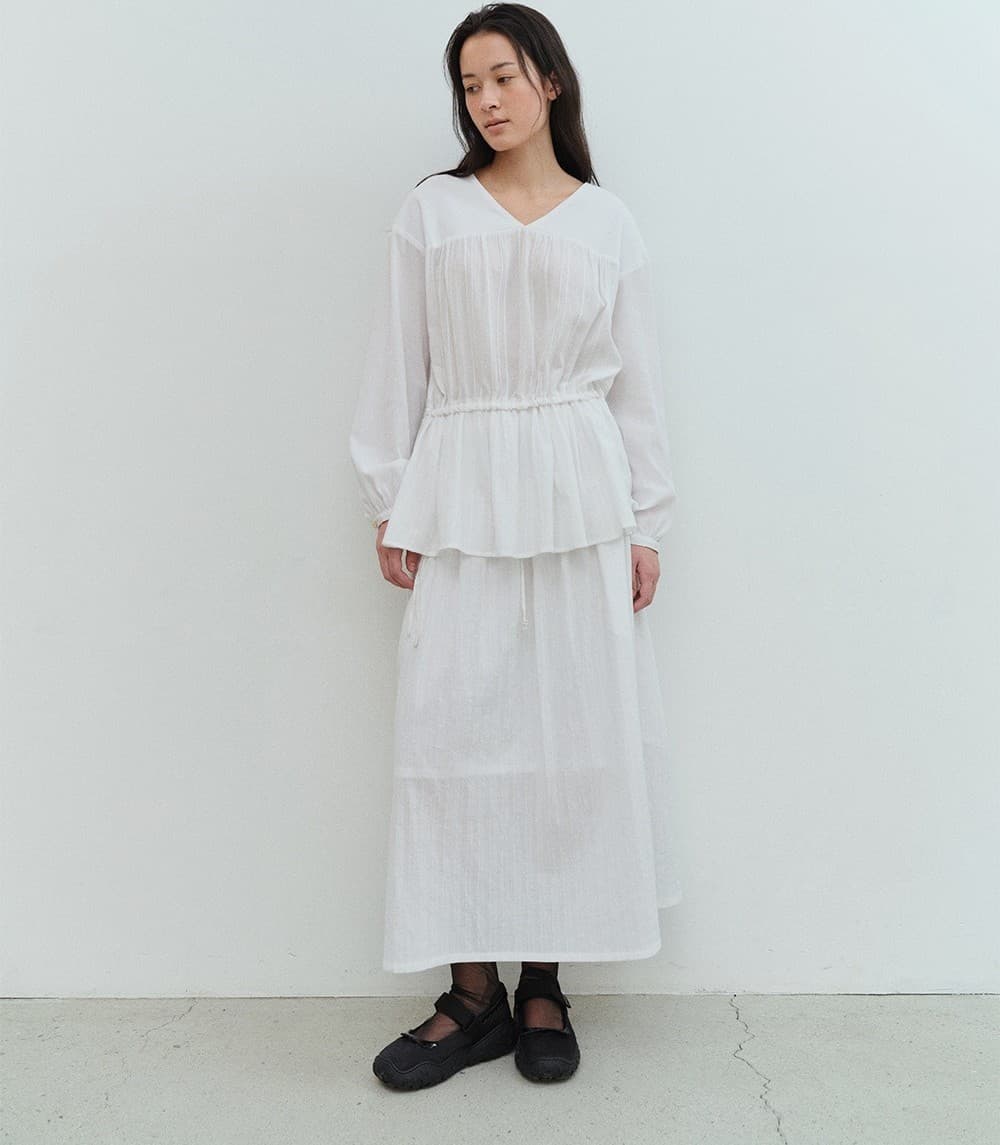 TVS SHIRRING V-NECK BLOUSE_WHITE — vue 6