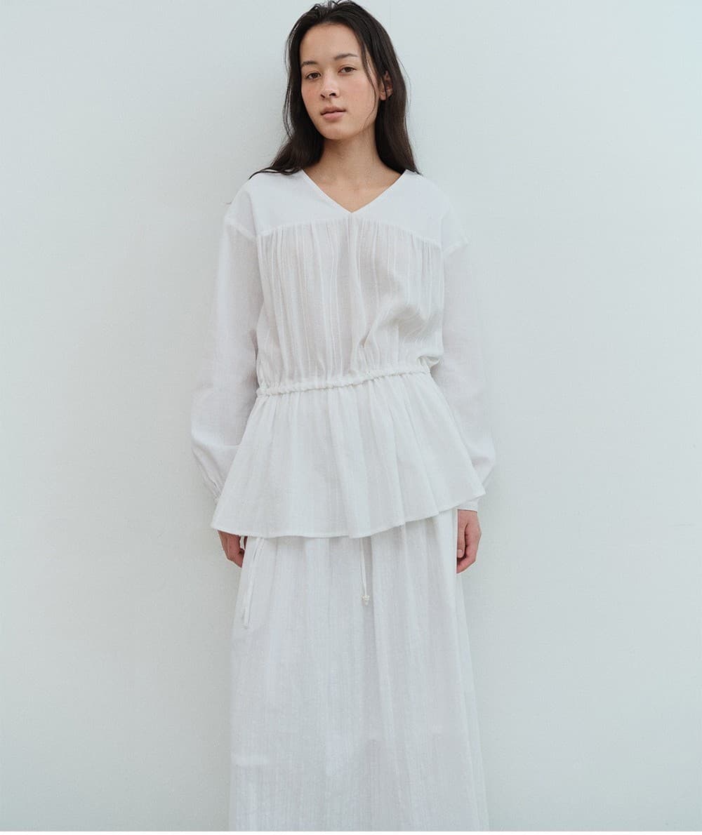 TVS SHIRRING V-NECK BLOUSE_WHITE — vue 8