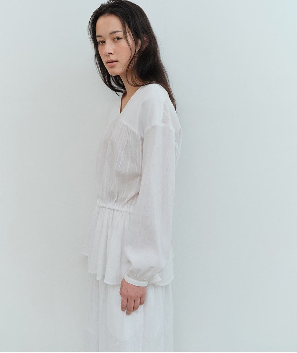 TVS SHIRRING V-NECK BLOUSE_WHITE — vue 11