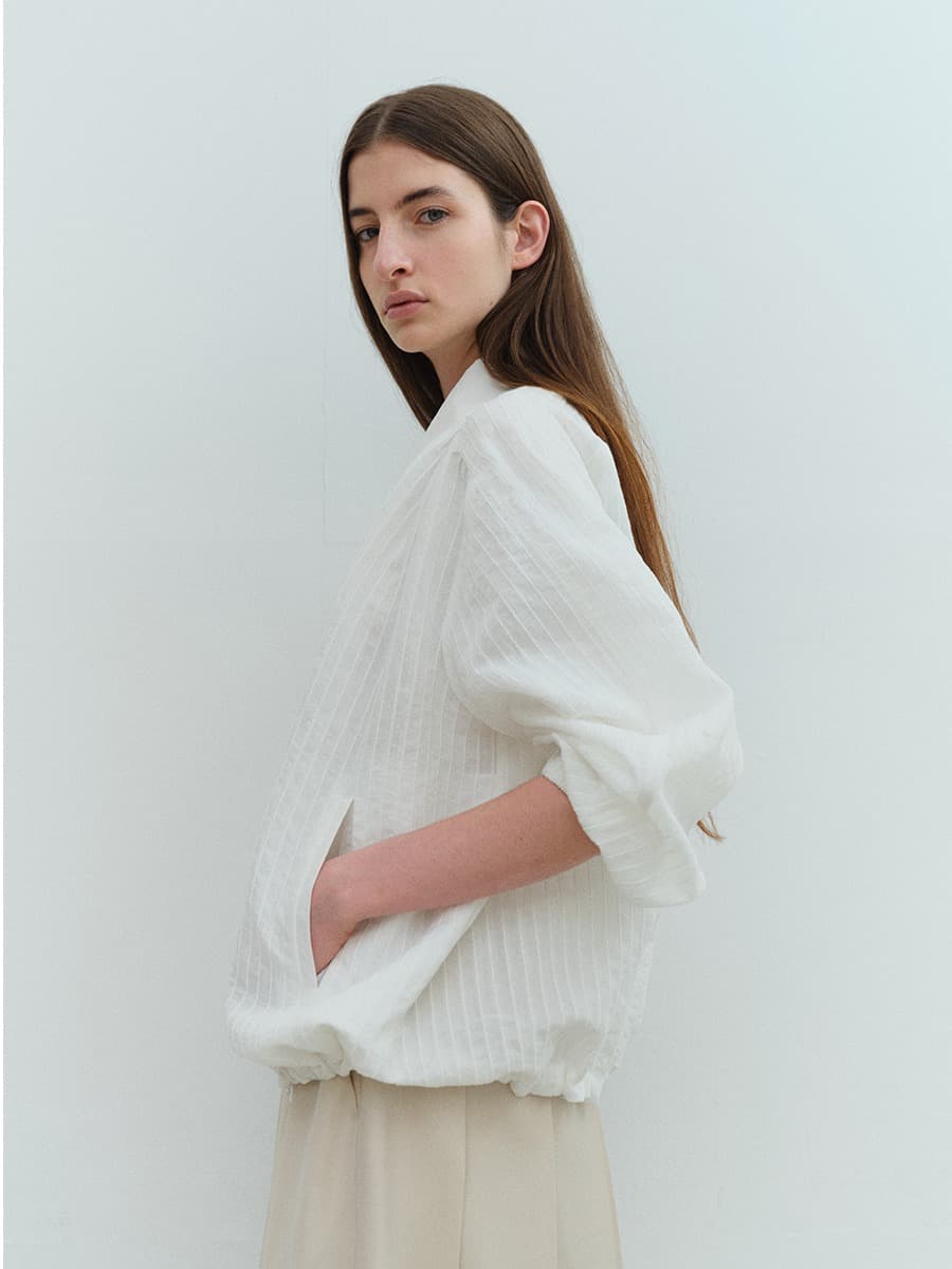 TVS STRIPE COLLAR BOMBER_WHITE — vue 2