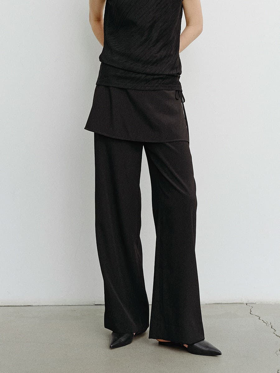 TVR SHEER LAYERED SKIRT PANTS_BLACK — vue 3