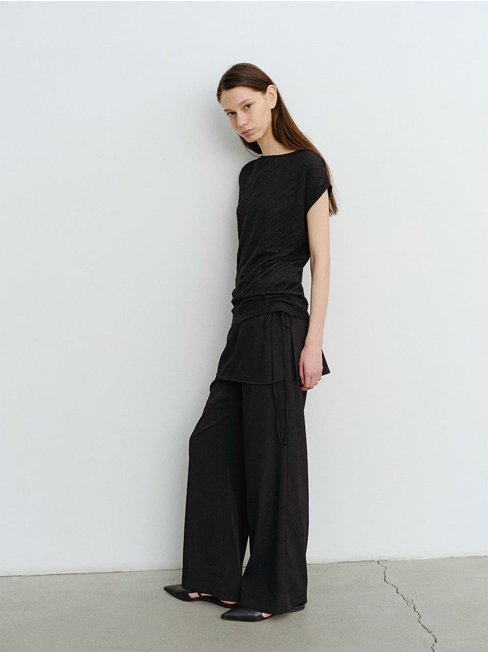 TVR SHEER LAYERED SKIRT PANTS_BLACK — vue 10