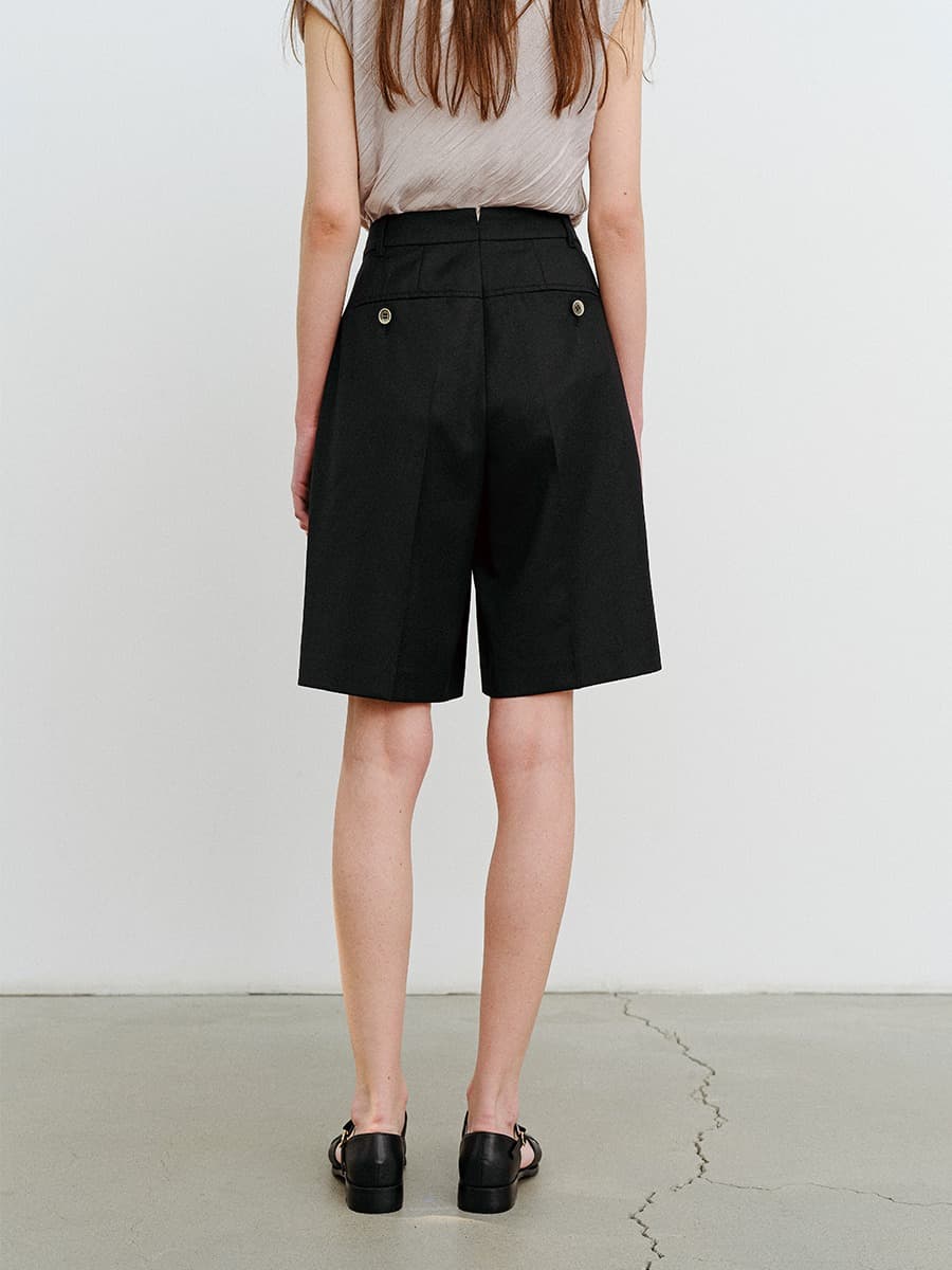 TVR WOOL ONE TUCK SHORTS PANTS_BLACK — vue 4