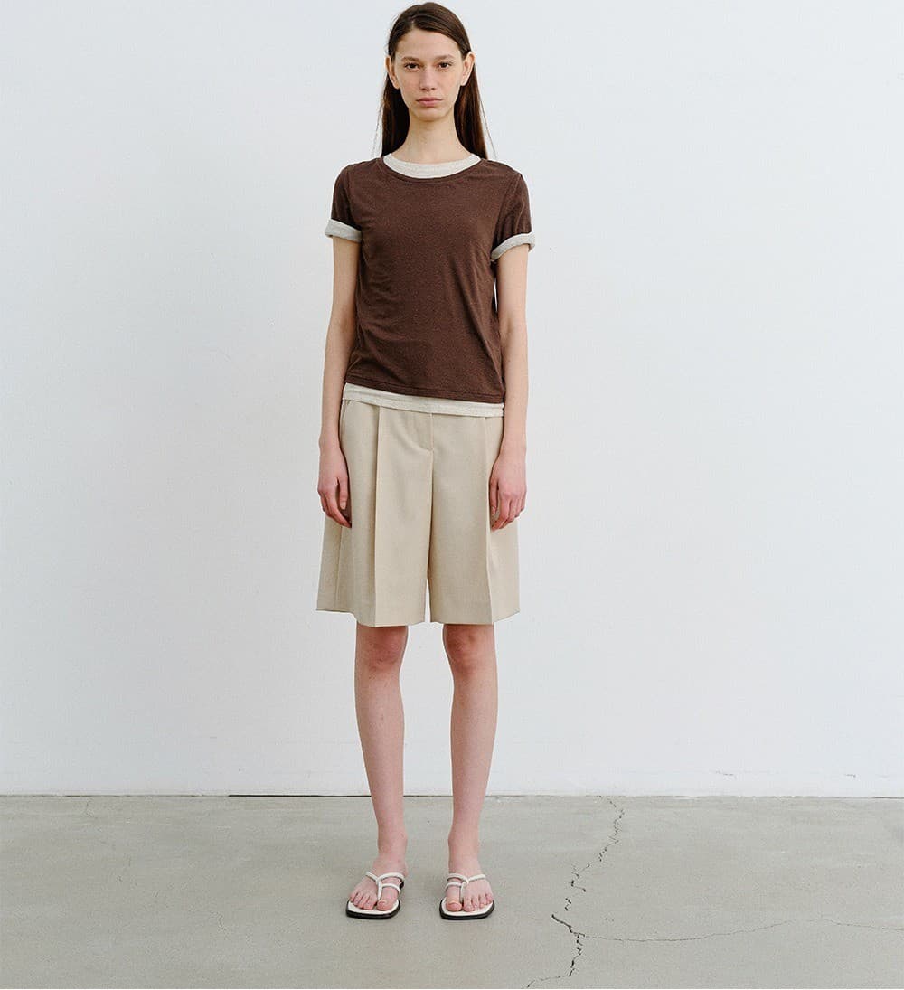 TVR WOOL ONE TUCK SHORTS PANTS_BEIGE — vue 5