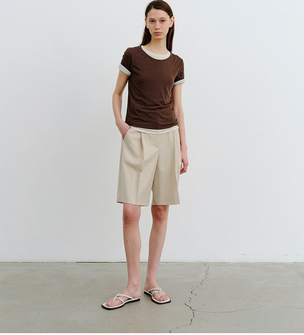 TVR WOOL ONE TUCK SHORTS PANTS_BEIGE — vue 6
