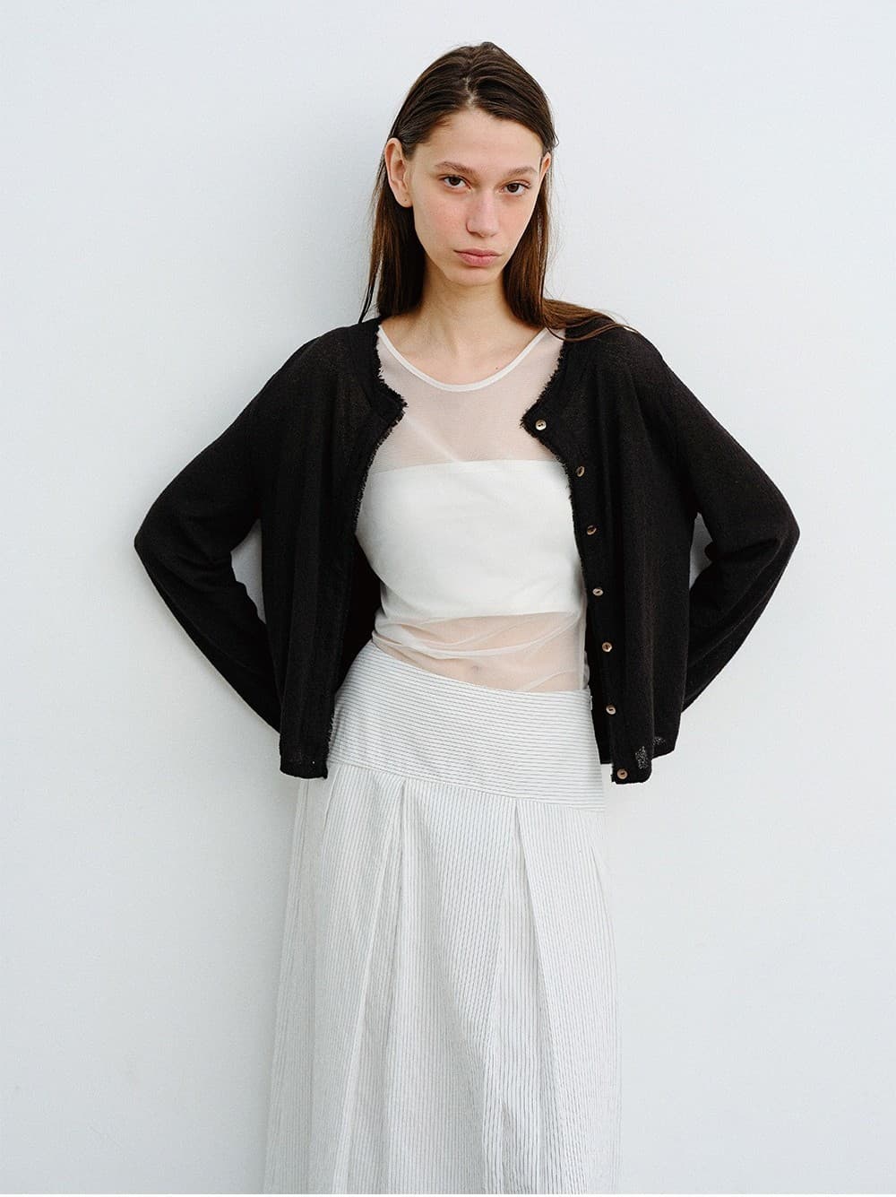 TVR STRIPE PLEATS SKIRT_IVORY — vue 6