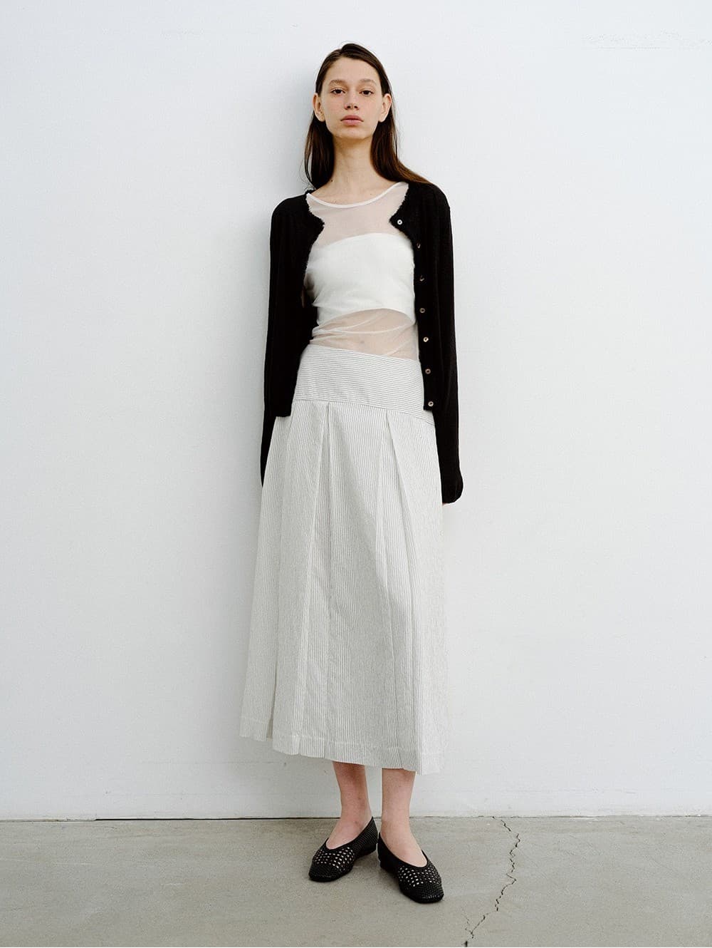TVR STRIPE PLEATS SKIRT_IVORY — vue 7
