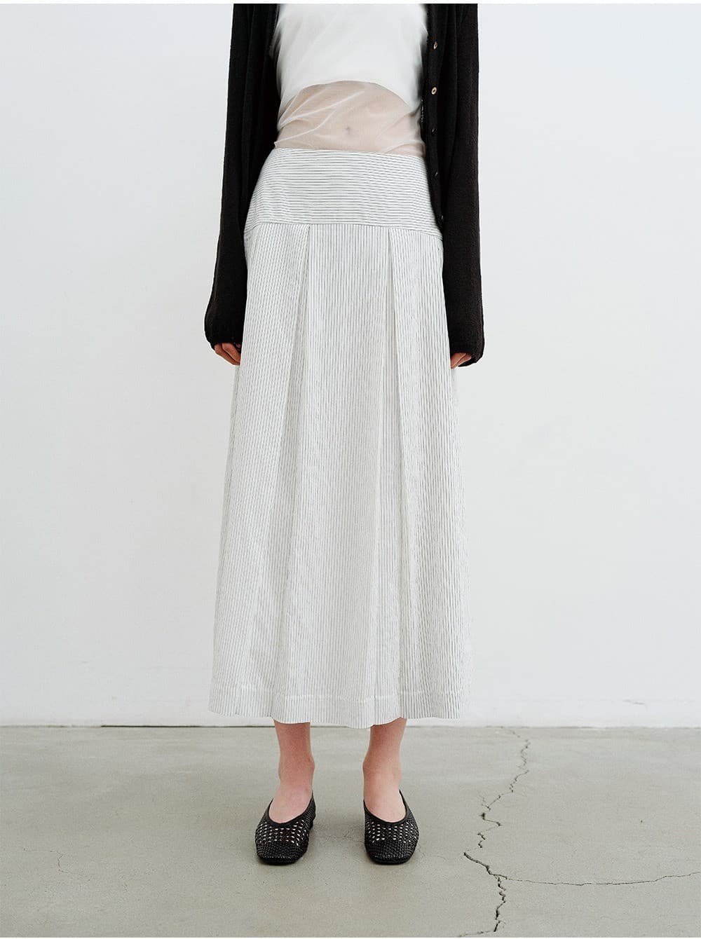 TVR STRIPE PLEATS SKIRT_IVORY — vue 8