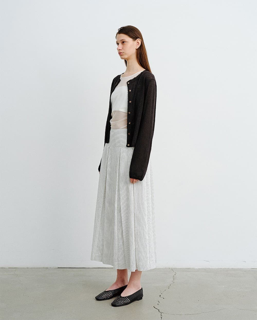 TVR STRIPE PLEATS SKIRT_IVORY — vue 11